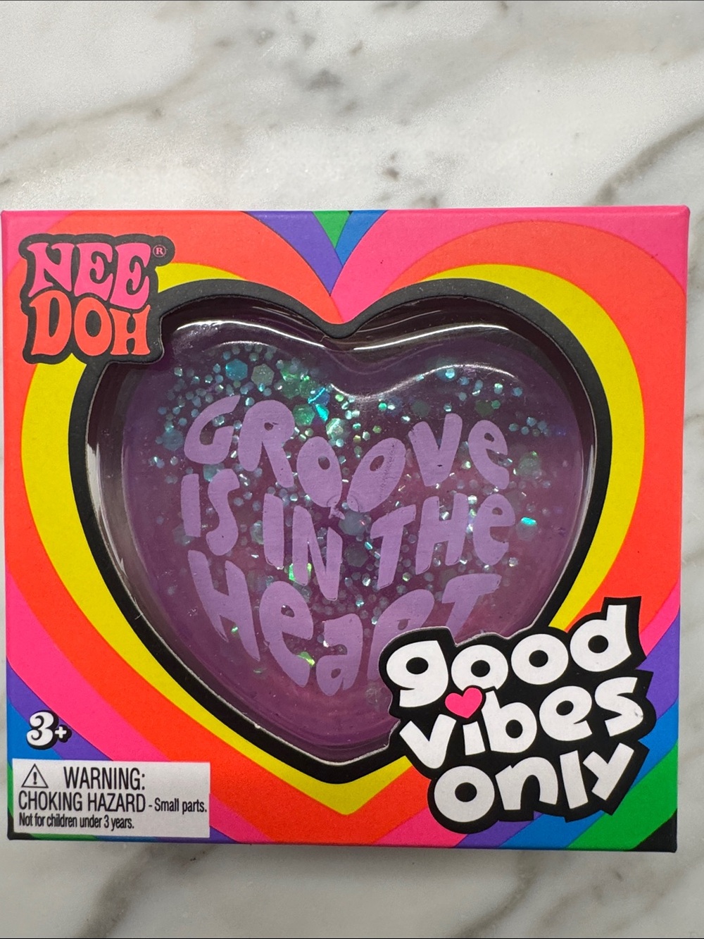 NeeDoh Heart Shaped Glitter- Purple "Groove Is In The Heart" NEW AUTHENTICATE